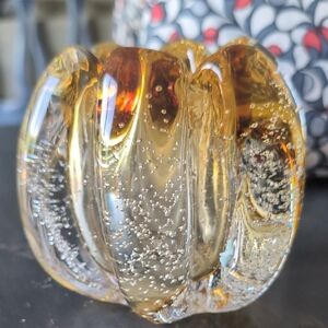 Tozai Amber Art Glass Sculpture